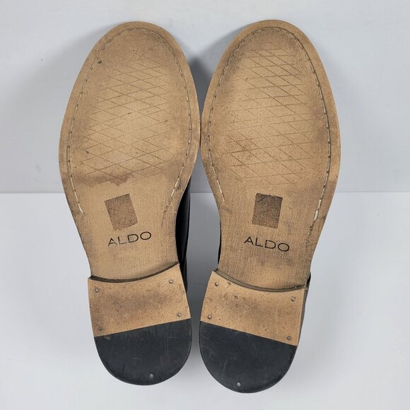 Aldo Men's Black Leather Lace-Up Ankle Boots US Size 8 - Picture 7 of 8